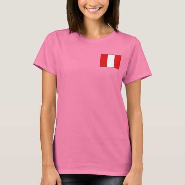 Peru Flag and Map dk T-Shirt (Front)