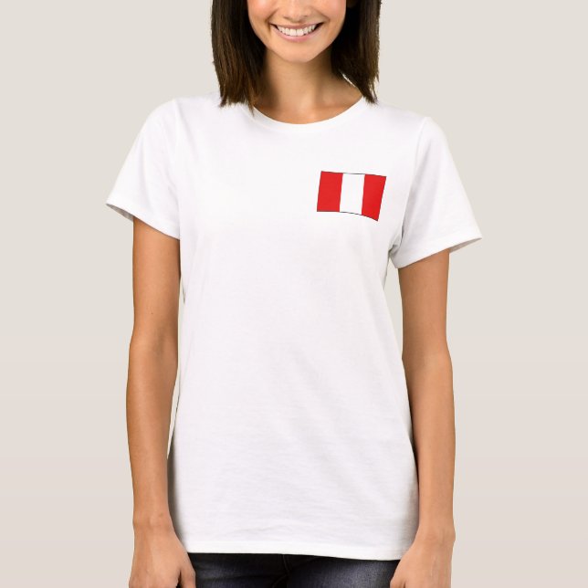 Peru Flag and Map dk T-Shirt (Front)