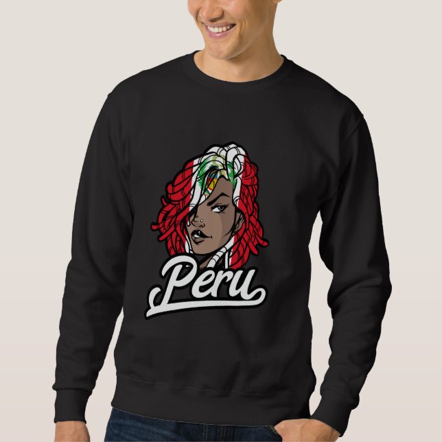 Peru Flag Dreadlocks Peruvian Pride Woman Peruvian Sweatshirt (Front)