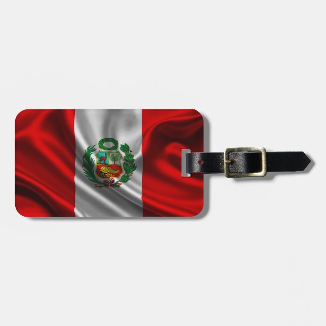 Peru Flag Fabric Luggage Tag (Front Horizontal)