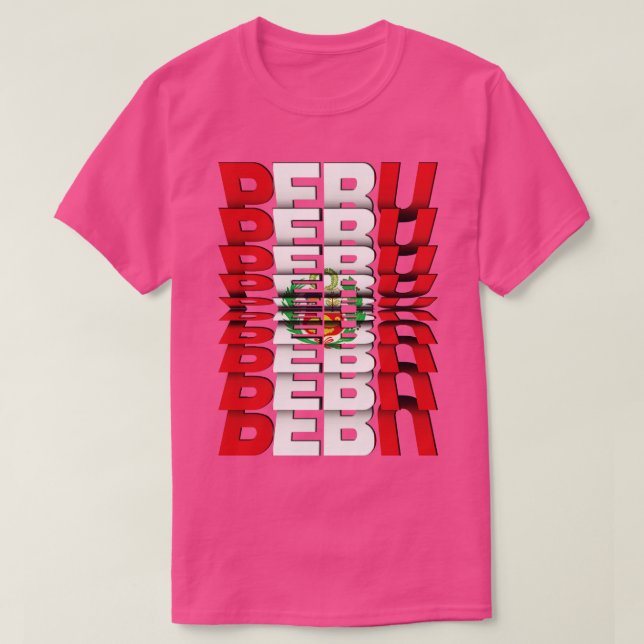 Peru Flag Flip Text effect T-Shirt (Design Front)