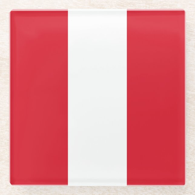 Peru Flag Glass Coaster (Front)