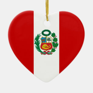 Peru Flag Heart Ceramic Tree Decoration