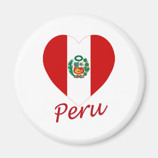 Peru Flag Heart Magnet