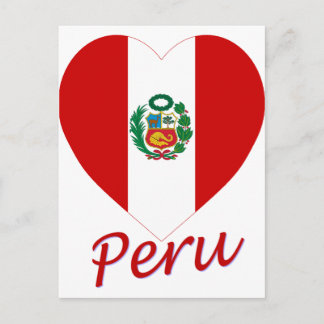 Peru Flag Heart Postcard