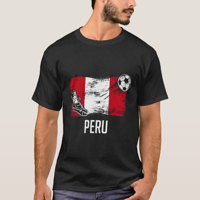 Peru Flag Jersey Peruvian Soccer Team Peruvian  T-Shirt (Front)