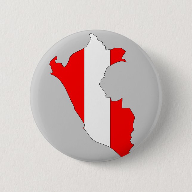 Peru flag map 6 cm round badge (Front)