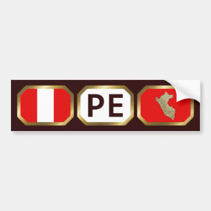 Peru Flag Map Code Bumper Sticker