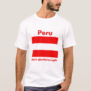Peru Flag + Map + Text T-Shirt