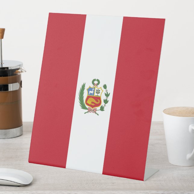 Peru flag pedestal sign (In SItu)