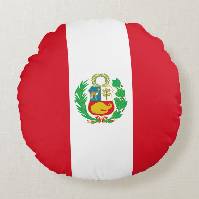 Peru Flag Round Cushion (Front)
