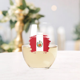 Peru flag stemless wine glass