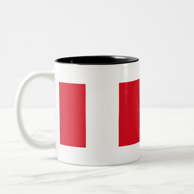 Peru Flag Two-Tone Coffee Mug (Left)