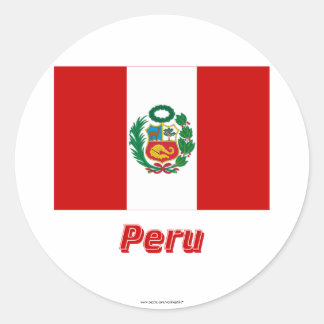 Peru Flag with Name Classic Round Sticker