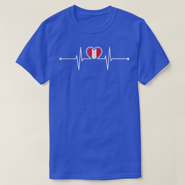 Peru Heartbeat Peruvian Pride Cute Peru Flag  T-Shirt (Design Front)