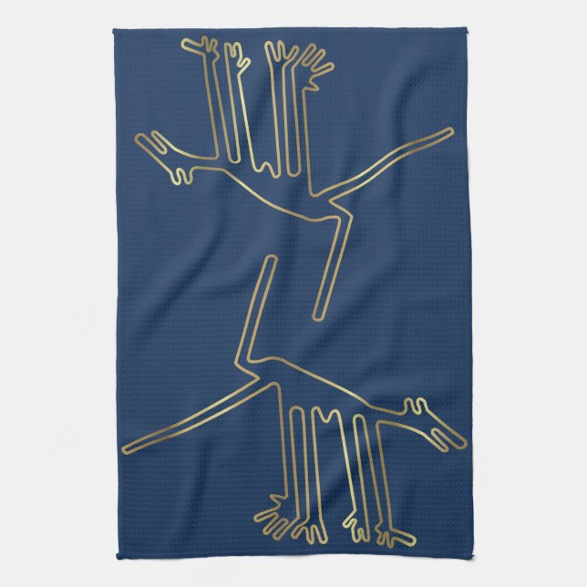 Peru lines art geoglyphs animals tea towel (Vertical)