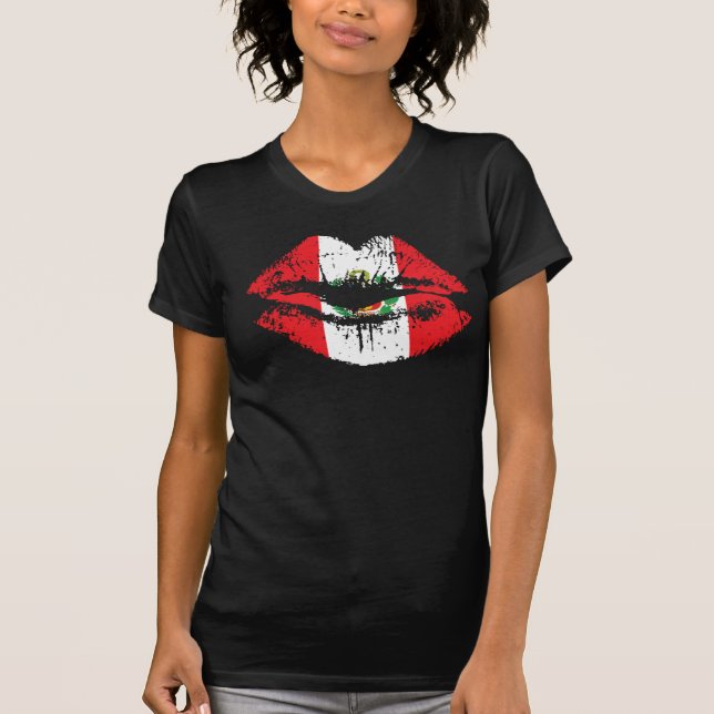 Peru lips tshirt design for women. (Front)