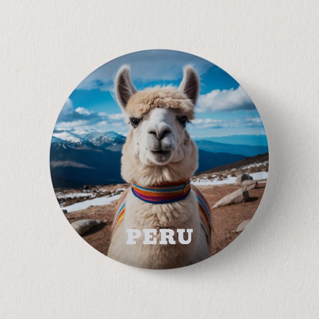 Peru Llama 6 Cm Round Badge (Front)