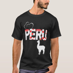 Peru Llama Pride Design Red and White Andean Cele T-Shirt