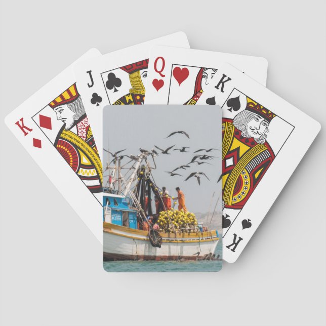 Peru, Los Organos. Fishing Boat In Los Organos Playing Cards (Back)