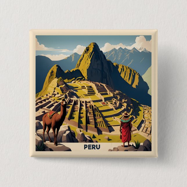Peru Machu Picchu 15 Cm Square Badge (Front)