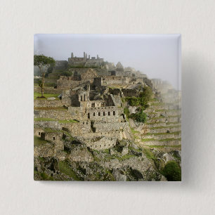 Peru, Machu Picchu. The ancient citadel of Machu 15 Cm Square Badge