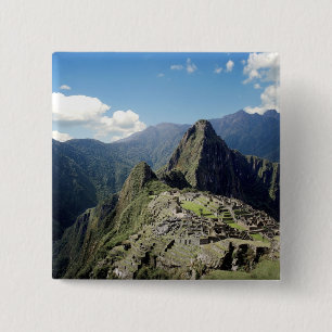 Peru, Machu Picchu, the ancient lost city of 2 15 Cm Square Badge