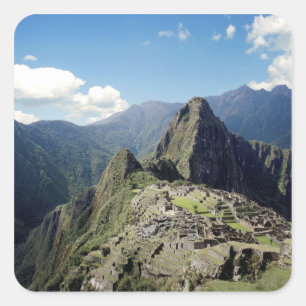 Peru, Machu Picchu, the ancient lost city of 2 Square Sticker