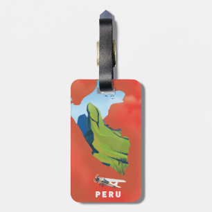 Peru map Illustrated travel poster Luggage Tag