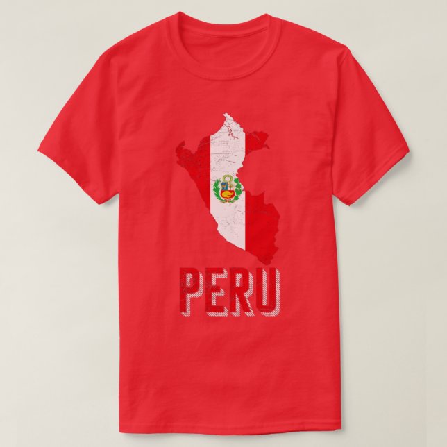 Peru Map Peruvian Flag T-Shirt (Design Front)