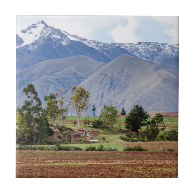 Peru, Maras. Landscape Above The Sacred Valley Tile (Front)