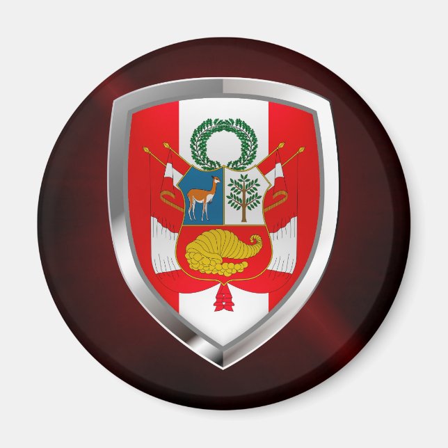 Peru Metallic Emblem Magnet (Front)