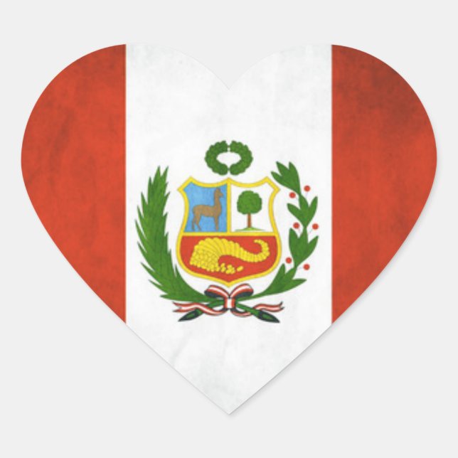 Peru National Flag Heart Sticker (Front)