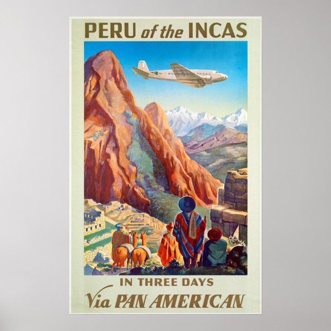 Peru of the Incas Vintage Travel Poster Art (Front)