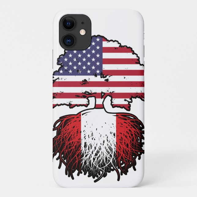 Peru Peruvian American USA Tree Roots Flag Case-Mate iPhone Case (Back)