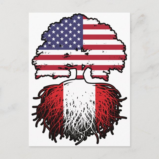 Peru Peruvian American USA Tree Roots Flag Postcard (Front)