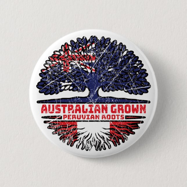 Peru Peruvian Australian Australia Tree Roots Flag 6 Cm Round Badge (Front)