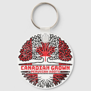 Peru Peruvian Canadian Canada Tree Roots Flag Key Ring