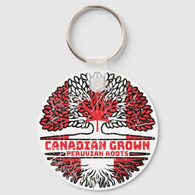 Peru Peruvian Canadian Canada Tree Roots Flag Key Ring (Front)