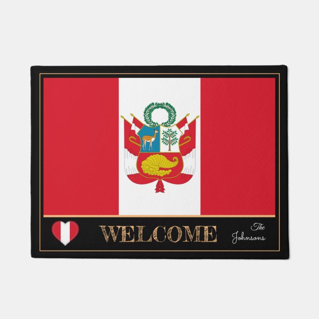 Peru & Peruvian Flag house mats /sports Welcome (Front)