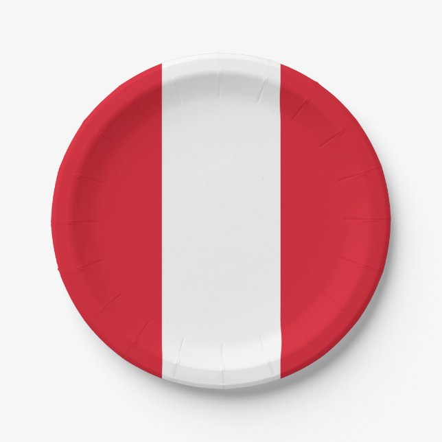 Peru (Peruvian)  Flag Paper Plate (Front)