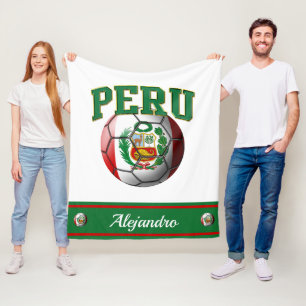 Peru Peruvian Flag Soccer Ball Name Fleece Blanket