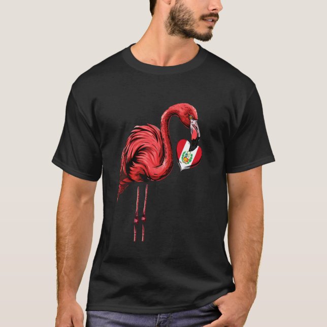 Peru Peruvian Pride Flamingo Peruvian Roots Peruvi T-Shirt (Front)