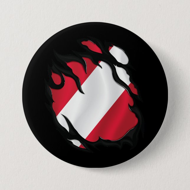 Peru Ripped Flag 7.5 Cm Round Badge (Front)