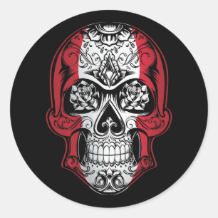 Peru Skull And Roses Flag Classic Round Sticker