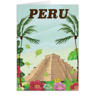 Peru South America vintage cartoon travel poster