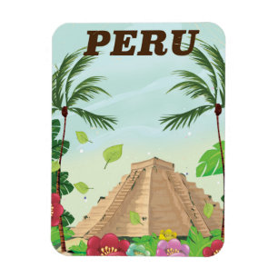Peru South America vintage cartoon travel poster Magnet