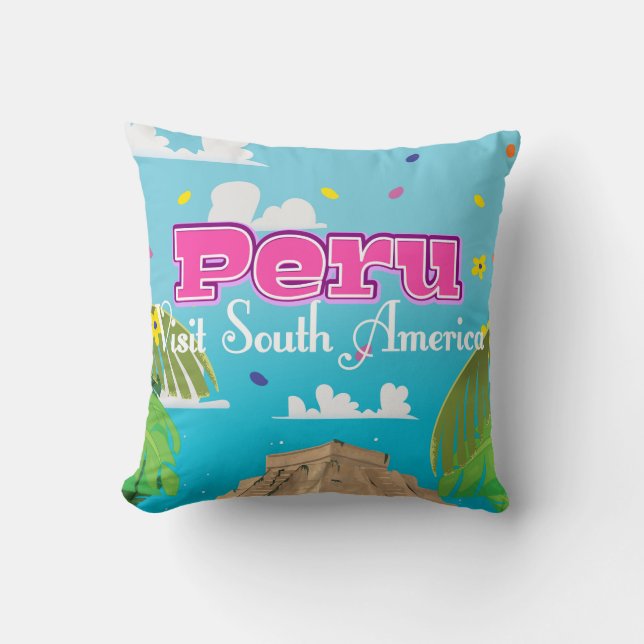 Peru Travel poster art. Cushion (Front)