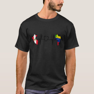 Peru Venezuela Flag Peruvian Venezuelan Heartbeat T-Shirt