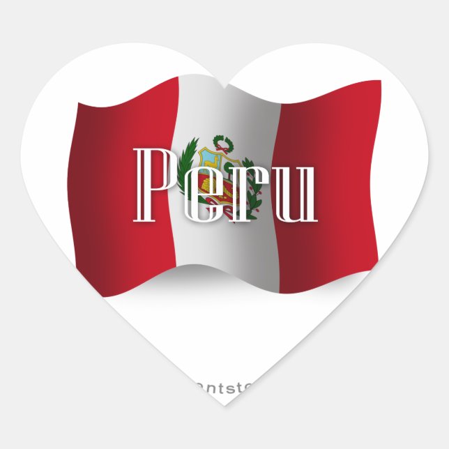 Peru Waving Flag Heart Sticker (Front)